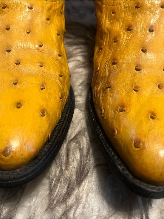 Men\'s Yellow Ostrich Leather Western Boots Sz 9.5 main image 4